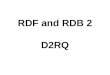 RDF and RDB 2 D2RQ. Mapping Relational data to RDF Suppose we have data in a relational database that we want to export as RDF 1. Choose an RDF vocabulary