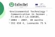 “ Environmental Technology Communication in German”, FI—04—B-F-LA-160505,  2004 – 2007, 30 months  352 658 €, Leonardo 75 %