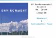 © 2011 Pearson Education, Inc. AP Environmental Science Mr. Grant Lesson 99 Bioenergy & Hydroelectric Power