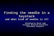 Finding the needle in a haystack and what kind of needle is it? Presented by David Lamb Prospect Research Consultant Blackbaud Analytics