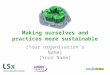 Making ourselves and practices more sustainable [Your organisation’s Name] [Your Name]