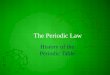The Periodic Law History of the Periodic Table. Mendeleev’s Periodic Table Classification of elements depended upon accurate measurements of atomic mass
