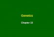 Genetics Chapter 13. Traits, Genes, Alleles Genetics –Study of genes and ways they are inherited Genes –Internal factors –Provide instructions to plant