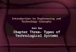 Introduction to Engineering and Technology Concepts Unit One Chapter Three– Types of Technological Systems