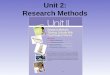 Unit 2: Research Methods. Unit 02 - Overview The Need for Psychological Science The Scientific Method and Description Correlation and Experimentation