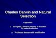 Charles Darwin and Natural Selection Objectives: 1) To explain Darwin’s theories of evolution by natural selection 2) To discuss descent with modification