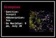 Scorpius Genitive: Scorpii Abbreviation: Sco On Meridian: 9 pm, July 20