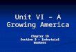 Unit VI – A Growing America Chapter 19 Section 3 – Industrial Workers
