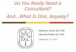 D o You Really Need a Consultant? And…What Is One, Anyway? Madeline Franze SSJ, CFRE Mary McFadden SSJ, CFRE September 14, 2015