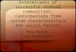 Determinants of successful virtual communities: Contributions from system characteristics and social factors Nova Novita Ira Geraldina Intan Oviantari
