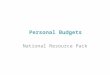 National Resource Pack Personal Budgets. Includes: an overview of the regulations and Code of Practice, in relation to personal budgets an introduction