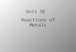 Unit 9E Reactions of Metals. Learning Outcome Describe where to find metals on the periodic table Describe some properties of metals