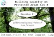 Building Capacity on Protected Areas Law & Governance Exercise 2 Understanding Basic Protected Area Concepts Introduction to the Course, Law & PAs
