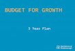 5 Year Plan BUDGET FOR GROWTH. Benefice/Parish Share This increases from £6.4 to £7.8 million over the 5 year period. This is 5% per annum. Income from