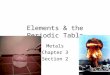 Elements & the Periodic Table Metals Chapter 3 Section 2