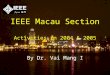 IEEE Macau Section Activities in 2004 & 2005 By Dr. Vai Mang I
