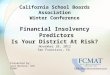 California School Boards Association Winter Conference Financial Insolvency Predictors Is Your District At Risk? November 28, 2012 San Francisco, CA Presented