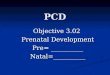 PCD Objective 3.02 Prenatal Development Pre= __________ Natal=__________