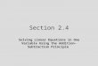 Section 2.4 Solving Linear Equations in One Variable Using the Addition-Subtraction Principle