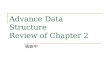 Advance Data Structure Review of Chapter 2 張啟中. Review of Chapter 2 Arrays 1.3 Data Abstraction and Encapsulation 2.2 The Array As An abstract Data Type