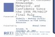 Changes in Consumer Knowledge, Behavior, and Confidence Since the 1996 PR/HACCP Final Rule Presented at Thinking Globally — Working Locally: A Conference