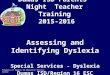 Property of Region 10 Education Service Center Dumas ISD Parents’ Night Teacher Training 2015-2016 Assessing and Identifying Dyslexia Special Services