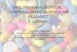 ARE PHARMACEUTICAL CORPORATIONS HEROES OR VILLIANS? 2 Lessons Learning objectives 1.Definitions of TNC, pharmaceutical companies and tobacco companies