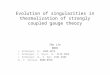 Evolution of singularities in thermalization of strongly coupled gauge theory Shu Lin RBRC J. Erdmenger, SL: 1205.6873 J. Erdmenger, C. Hoyos, SL: 1112.1963
