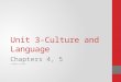 Unit 3-Culture and Language Chapters 4, 5 © Robin Foster