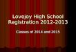 Lovejoy High School Registration 2012-2013 Classes of 2014 and 2015