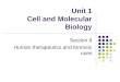 Unit 1 Cell and Molecular Biology Section 9 Human therapeutics and forensic uses