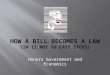 Honors Government and Economics.  Bill is placed in the ‘Hopper’  The Bill is given a label  Bills in the House are labeled ‘H.R.’  Ex: HR117  Bills