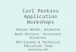 Carl Perkins Application Workshops Sharon Wendt, Director Barb Bitters, Assistant Director DPI/Career & Technical Education Team Revised May 2008