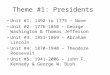 Theme #1: Presidents Unit #1: 1492 to 1775 – None Unit #2: 1776-1850 – George Washington & Thomas Jefferson Unit #3: 1851-1869 – Abraham Lincoln Unit #4: