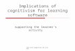 COSC 4126 Supporting the learner Implications of cognitivism for learning software supporting the learner’s activity