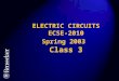 ELECTRIC CIRCUITS ECSE-2010 Spring 2003 Class 3. ASSIGNMENTS DUE Today (Thursday): Will introduce PSpice Activity 3-1 (In Class) using PSpice Will do
