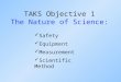 TAKS Objective 1 The Nature of Science: Safety Equipment Measurement Scientific Method