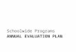 ANNUAL EVALUATION PLAN Schoolwide Programs. Annual Evaluation Plan
