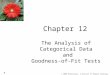 1 © 2008 Brooks/Cole, a division of Thomson Learning, Inc. Chapter 12 The Analysis of Categorical Data and Goodness-of-Fit Tests