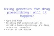 Using genetics for drug prescribing: will it happen? Hype and hope Relating DNA polymorphisms to variable human physiology and drug responses: examples