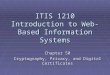 ITIS 1210 Introduction to Web-Based Information Systems Chapter 50 Cryptography, Privacy, and Digital Certificates