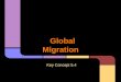 Global Migration Key Concept 5.4. Reasons for Migration Push Factors o Negative conditions at home  Real conditions  Perceived conditions o Impel the