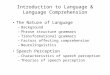 Introduction to Language & Language Comprehension The Nature of Language – Background – Phrase structure grammars – Transformational grammars – Factors