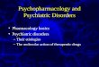 Psychopharmacology and Psychiatric Disorders Pharmacology basics Psychiatric disorders –Their etiologies –The molecular action of therapeutic drugs