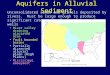 Aquifers in Alluvial Sediment River valley draining glaciated area Fault bounded basins Partially dissected alluvial plain (High Plains) Mississippi embayment