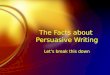 The Facts about Persuasive Writing Let’s break this down