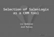 Selection of SalesLogix as a CRM tool Liz Andersen Josh Patsey