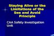 Staying Alive or the Limitations of the See and Avoid Principle CAA Safety Investigation Unit