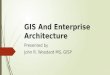 GIS And Enterprise Architecture Presented by John R. Woodard MS, GISP
