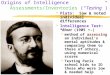 1 Origins of Intelligence Assessments/Inventories (“Testing”)  Plato: Saw & noted individual differences  Intelligence Test: * Binet (1905 +-)  method